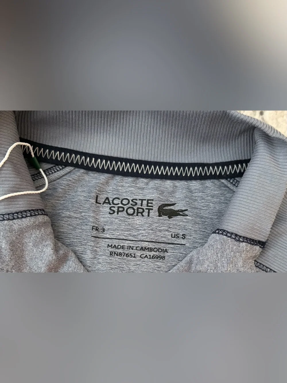 $125 Lacoste Gray Utra Dry Stretch 1/4 Zip Tennis Jacket Men’s Size: Small